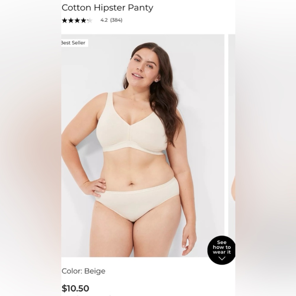 NWT LANE Bryant Cotton Hipster Panties (4) Pairs